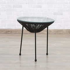 Black PE Rattan Balcony Table & Chair Set 90 × 72 × 39 cm