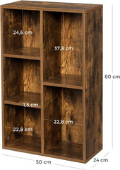 5 Cube Bookcase, Wooden Bookshelf with 5 Compartments, Floor Standing Storage Unit for Files, Decor, In Study, Living Room, Bedroom, bookshelves