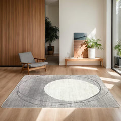 Tinyboy-hbq Area Rug Short Pile Living room Carpet Modern Geometric Design Rugs Circular Pattern Rug Non-slip Decorative Rugs for Bedroom (160 x 200 cm, Light blue/beige)