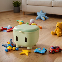 Children's Storage Stool,Multifunctional Kid Step Stool Foot stool,Cute Toy Box,Plastic Comfortable Seat Stool with ild for Living Room Bedroom Kitchen(Green)