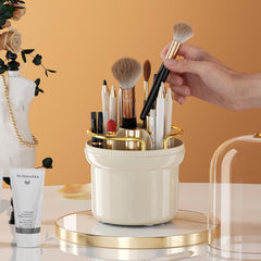 360° Rotating Makeup Brush Holder with Dust-Proof Lid
