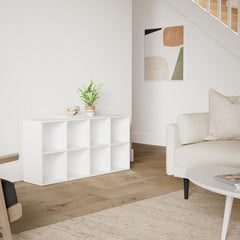 8-Cube Style Storage Organizer – 28.5cm Shelf Openings, Multi-Use as Bookcase & Display Shelf, Customizable (White)