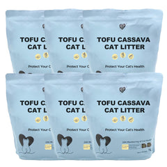 Cat Litter, 6Pcs Total 15kg Tofu Cassava, Non-Stick, PH Monitor