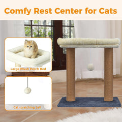 Sisal Cat Scratching Post Tower with Plush Bed