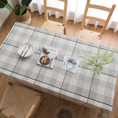 Tablecloths, Table Cloth for Dining Table,Tassel Wrinkle Free Table Cover,Outdoor Table Cloth,Rectangle Tablecloth for Kitchen Dinning Party (Gray Lattice, 140x180cm)