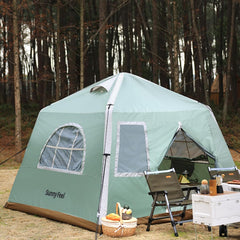 Laaioo Glamping Inflatable Tent - Camping Tents for Family - Hiking and Backpacking - Suitable for 4-5 Person Camping - Quick with 3 Minute Setup - 7.8FT x 7.8FT x 5.6FT