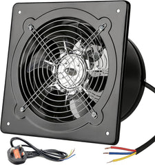 10in Kitchen Exhaust Fan Wall Mounted Exhaust Fan Through the Wall Extractor Fan Exhaust Smoke Fan for Kitchen Bathroom Shopping Mall Office Attic Garage, Stainless Steel Vent fan, Wall fan