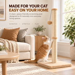 Cat Scratching Post, 80cm Tall Sisal with Hanging Ball