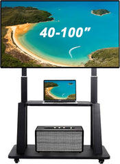 NEW Mobile TV Cart with Wheels for 32-70 Inch TV, Heavy Duty Adjustable Height Rolling TV Stand, School/House/Apartment Floor TV Display Stand Beautiful Scenery (Black)