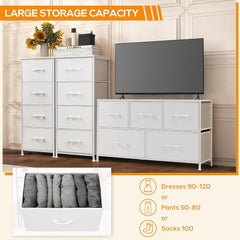 Dresser with 4 Drawers, Storage Tower, Organizer Unit, Fabric Dresser for Bedroom, Hallway, Nesting Tables, Entryway, Closets, Sturdy Steel Frame, Wood Top, Easy Pull Handle