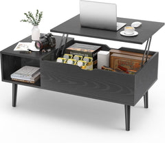 Coffee Table, Lift Top Coffee Tables for Living Room, Office, Small Rising Wooden Dining Center Tables with Storage Shelf and Hidden Compartment (brown)