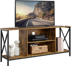 154 * 41 * 62cm TV Stand for TV up to 55 Inches, TV Cabinet with Open Storage, TV Console Unit with Shelving for Living Room, black