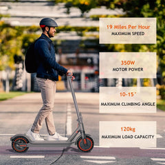 Electric Scooter Max Range 19 Miles Powerful 350W Motor 8.5 Inch Honeycomb Tires EQ001