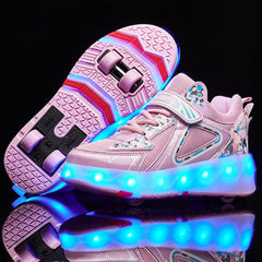 Mylindde Kids Roller Skates Shoes, 4 Wheels Roller Shoes,