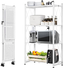 Portable Storage Shelves with Rolling Design, Heavy-Duty Metallic Structure for Maximum Capacity, Ideal for Garage, Kitchen, and Basement Use (black, 3-Tier)