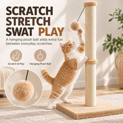 Cat Scratching Post, 80cm Tall Sisal with Hanging Ball