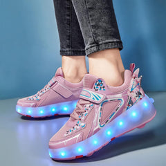 Mylindde Kids Roller Skates Shoes, 4 Wheels Roller Shoes,