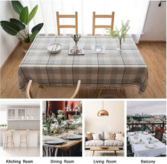 Tablecloths, Table Cloth for Dining Table,Tassel Wrinkle Free Table Cover,Outdoor Table Cloth,Rectangle Tablecloth for Kitchen Dinning Party (Gray Lattice, 140x180cm)