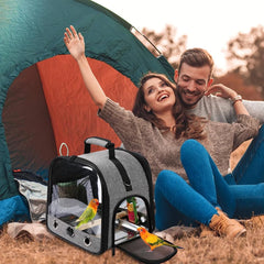 (6-pieces) Bird Carrier Bag Set, Parrot Travel Carrier with Stand Food Tray and Water Bottle