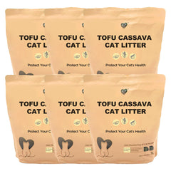 Cat Litter, 6Pcs Total 15kg Tofu Cassava, Non-Stick, PH Monitor