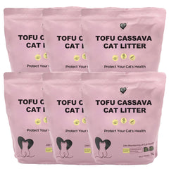Cat Litter, 6Pcs Total 15kg Tofu Cassava, Non-Stick, PH Monitor