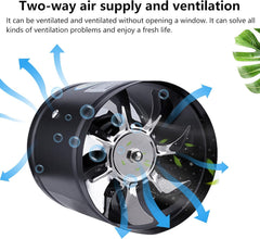 Low Noise Inline Duct Booster Exhaust Fan, 4/7/8 Inch Extractor Ventilator for Home Kitchen Bathroom Warehouse Restaurant Garage Ventilation (7 Inch Black)