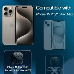 JETech Camera Lens Protector for iPhone 15 Pro 6.1-Inch and iPhone 15 Pro Max 6.7-Inch, 9H Tempered Glass, Anti-Scratch, Case Friendly, Does Not Affect Night Shots, HD Clear, 3-Pack