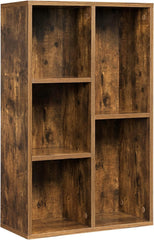 5 Cube Bookcase, Wooden Bookshelf with 5 Compartments, Floor Standing Storage Unit for Files, Decor, In Study, Living Room, Bedroom, bookshelves