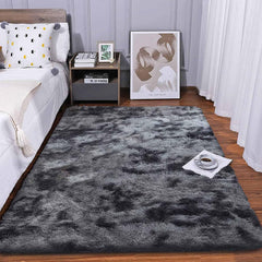 Tinyboy-hbq Area Rugs Unique Abstract Fluffy Carpet Anti Slip Soft Rug for Bedroom Living Room Home Decor Multiple Sizes Large Pad Easy Cleaning (Gray White, 80 * 120cm)