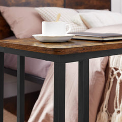 End/Side Table, TV Tray, C Shaped Snack Table with Metal Frame