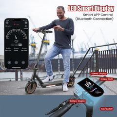 Electric Scooter for Adults, 500W Motor, Max 17-20 Mph Speed, 19 Miles Long Range, 8.5 Inch Solid Tires,