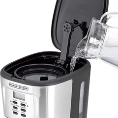 BLACK+DECKER 12-Cup Coffee Maker, 900W Programmable Drip Coffee Machine, 1.5L Glass Carafe, 24-Hour Timer, Keep Warm Function, LCD Display, Auto Shut-Off, Boil Dry Protection, Black - DCM85-B5