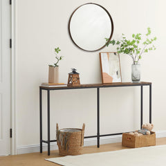 Skinny Console Table, Narrow Sofa Table, Long Behind Couch Table, Slim Entryway Table for Hallway, Living Room, Rustic Brown, Industrial Side Table, Easy to Assemble (180cm)