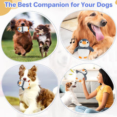 Jumping Squeaky Dog Toys with Recording and Music Modes, Rechargeable ,Penguin
