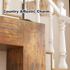 160cm Farmhouse Console Table with Storage, Couch Behind Sofa Table, Long Entryway Sofa Console, Narrow Hallway Stand for Living Room & Entryway