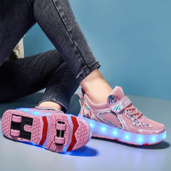 Mylindde Kids Roller Skates Shoes, 4 Wheels Roller Shoes,