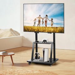 NEW Mobile TV Cart with Wheels for 32-70 Inch TV, Heavy Duty Adjustable Height Rolling TV Stand, School/House/Apartment Floor TV Display Stand Beautiful Scenery (Black)