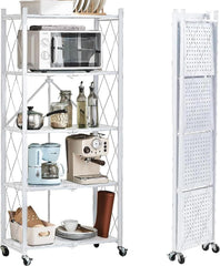 Portable Storage Shelves with Rolling Design, Heavy-Duty Metallic Structure for Maximum Capacity, Ideal for Garage, Kitchen, and Basement Use (black, 3-Tier)