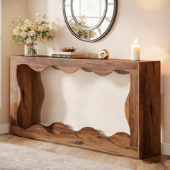 160cm Farmhouse Console Table with Storage, Couch Behind Sofa Table, Long Entryway Sofa Console, Narrow Hallway Stand for Living Room & Entryway