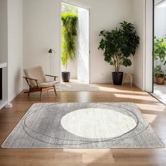 Tinyboy-hbq Area Rug Short Pile Living room Carpet Modern Geometric Design Rugs Circular Pattern Rug Non-slip Decorative Rugs for Bedroom (160 x 200 cm, Light blue/beige)