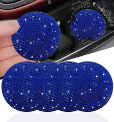 NBTEPEM 2pcs Bling Car Cup Holder Coaster, 2.75 inch Anti-Slip Shockproof Universal Fashion Coasters Insert Crystal Rhinestone Automotive Interior Accessories for Women (2 pcs, White)