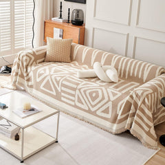 Mylindde Chenille Sofa Covers, Washable Geometric Jacquard Bohemian Couch Cover