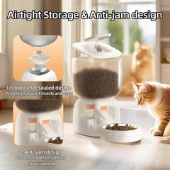 Automatic Cat Feeder with Cat Water Fountain | Smart WiFi Control, Voice Recorder & Customizable Portion Control | 2-in-1 Combo Set for Cats | Pet Supplies with Stainless Steel Bowl