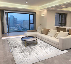 Leesentec Carpets & Rugs Modern Abstract Area Rugs Living Room Soft Short Pile Rug Non-slip Grey Large Luxury Carpet Living Room Bedroom Floor Mat Home Decor (120 * 160 cm, Beige Grey)