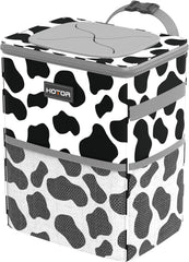 HOTOR Car Trash Can with Lid and Storage Pockets, 100% Leak-Proof Car Organizer, Waterproof Car Garbage Can, Multipurpose Trash Bin for Car - Black