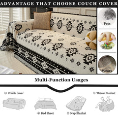 Mylindde Chenille Sofa Covers, Washable Geometric Jacquard Bohemian Couch Cover