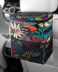 HOTOR Car Trash Can with Lid and Storage Pockets, 100% Leak-Proof Car Organizer, Waterproof Car Garbage Can, Multipurpose Trash Bin for Car - Black