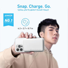 بطارية مغناطيسية من Anker Magnetic Power Bank 10K، تحتوي شاحن محمول لاسلكي، بطارية شحن سريع للغاية 20 واط مع USB-C متوافق مع Magsafe، iPhone 15/15 Plus/15 Pro/15 Pro Max، iPhone 14/13/12 Series