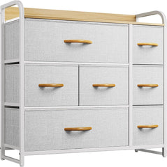 Dresser with 7 Drawers - Fabric Storage Tower, Organizer Unit for Bedroom, Living Room, Hallway, Entryway, Closets - Sturdy Steel Frame, Wooden Top & Easy Pull Fabric Bins (black)