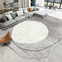 Tinyboy-hbq Area Rug Short Pile Living room Carpet Modern Geometric Design Rugs Circular Pattern Rug Non-slip Decorative Rugs for Bedroom (160 x 200 cm, Light blue/beige)